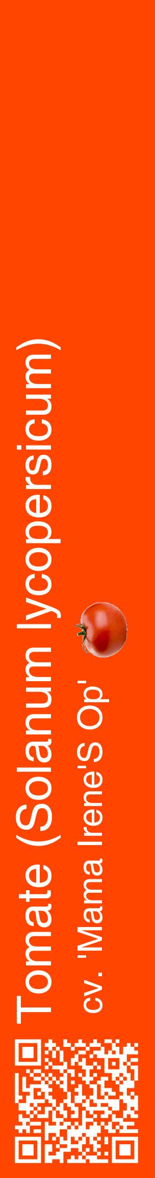 Étiquette de : Solanum lycopersicum cv. 'Mama Irene'S Op' - format c - style blanche26_basiquehel avec qrcode et comestibilité simplifiée