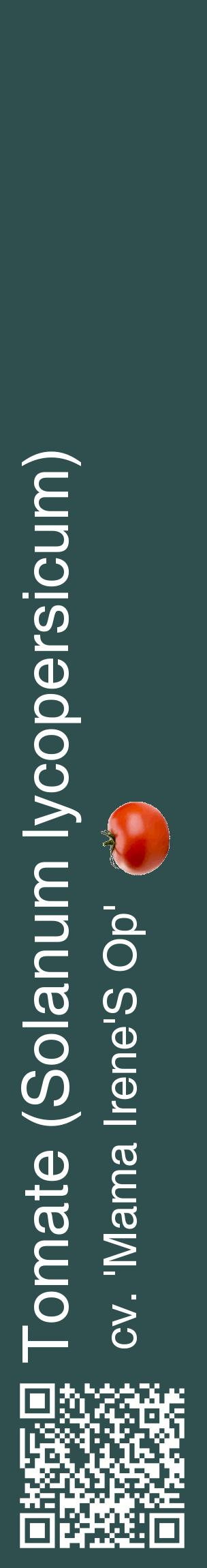 Étiquette de : Solanum lycopersicum cv. 'Mama Irene'S Op' - format c - style blanche58_basiquehel avec qrcode et comestibilité simplifiée