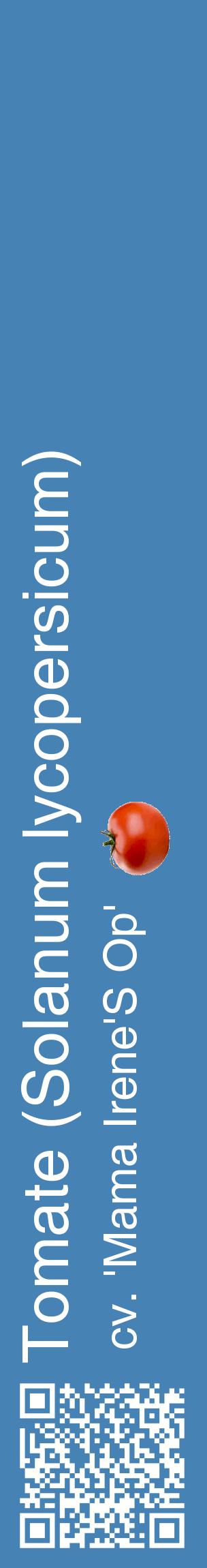 Étiquette de : Solanum lycopersicum cv. 'Mama Irene'S Op' - format c - style blanche5_basiquehel avec qrcode et comestibilité simplifiée