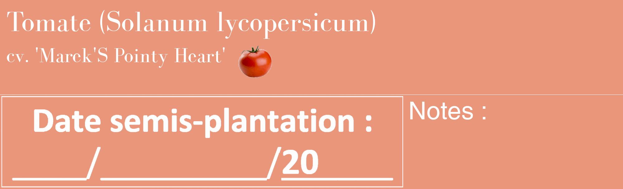 Étiquette de : Solanum lycopersicum cv. 'Marek'S Pointy Heart' - format c - style blanche37_basique_basiquebod avec comestibilité simplifiée