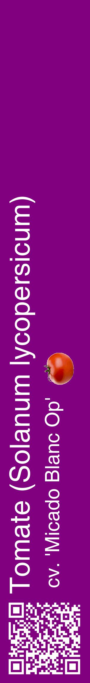 Étiquette de : Solanum lycopersicum cv. 'Micado Blanc Op' - format c - style blanche46_basiquehel avec qrcode et comestibilité simplifiée