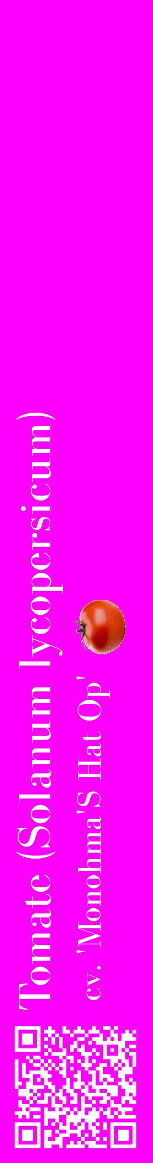 Étiquette de : Solanum lycopersicum cv. 'Monohma'S Hat Op' - format c - style blanche51_basiquebod avec qrcode et comestibilité simplifiée