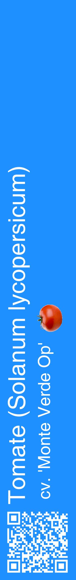 Étiquette de : Solanum lycopersicum cv. 'Monte Verde Op' - format c - style blanche3_basiquehel avec qrcode et comestibilité simplifiée