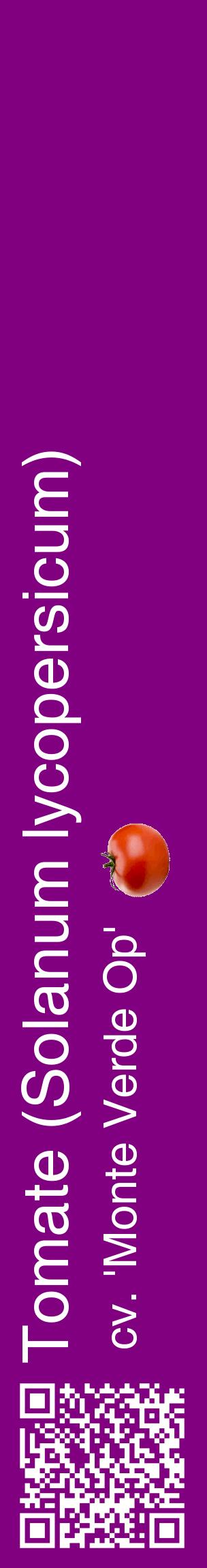 Étiquette de : Solanum lycopersicum cv. 'Monte Verde Op' - format c - style blanche46_basiquehel avec qrcode et comestibilité simplifiée