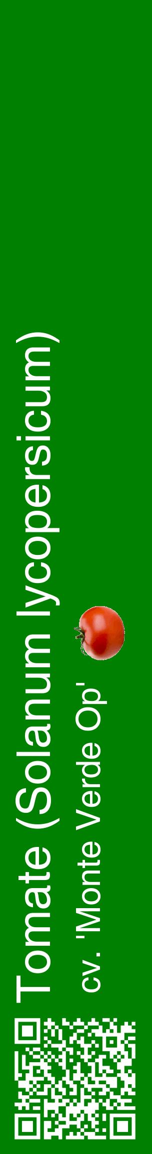 Étiquette de : Solanum lycopersicum cv. 'Monte Verde Op' - format c - style blanche9_basiquehel avec qrcode et comestibilité simplifiée