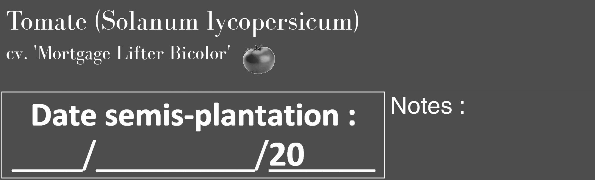Étiquette de : Solanum lycopersicum cv. 'Mortgage Lifter Bicolor' - format c - style blanche28_basique_basiquebod avec comestibilité simplifiée