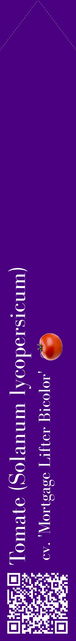 Étiquette de : Solanum lycopersicum cv. 'Mortgage Lifter Bicolor' - format c - style blanche47_simplebod avec qrcode et comestibilité simplifiée