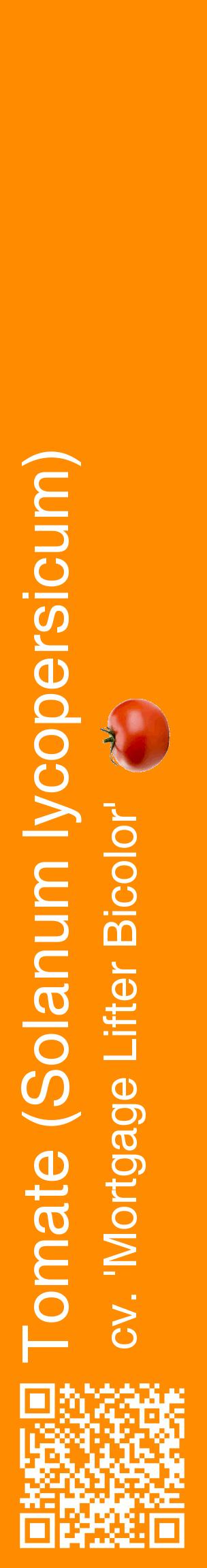 Étiquette de : Solanum lycopersicum cv. 'Mortgage Lifter Bicolor' - format c - style blanche23_basiquehel avec qrcode et comestibilité simplifiée