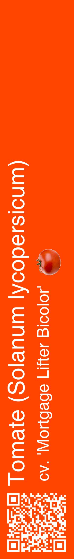 Étiquette de : Solanum lycopersicum cv. 'Mortgage Lifter Bicolor' - format c - style blanche26_basiquehel avec qrcode et comestibilité simplifiée