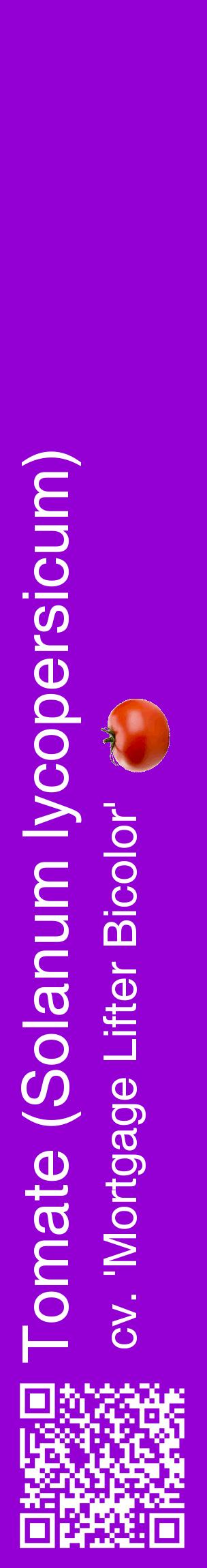 Étiquette de : Solanum lycopersicum cv. 'Mortgage Lifter Bicolor' - format c - style blanche48_basiquehel avec qrcode et comestibilité simplifiée