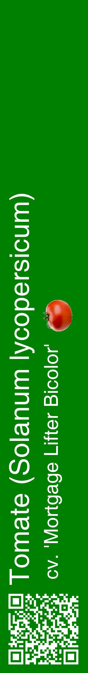 Étiquette de : Solanum lycopersicum cv. 'Mortgage Lifter Bicolor' - format c - style blanche9_basiquehel avec qrcode et comestibilité simplifiée