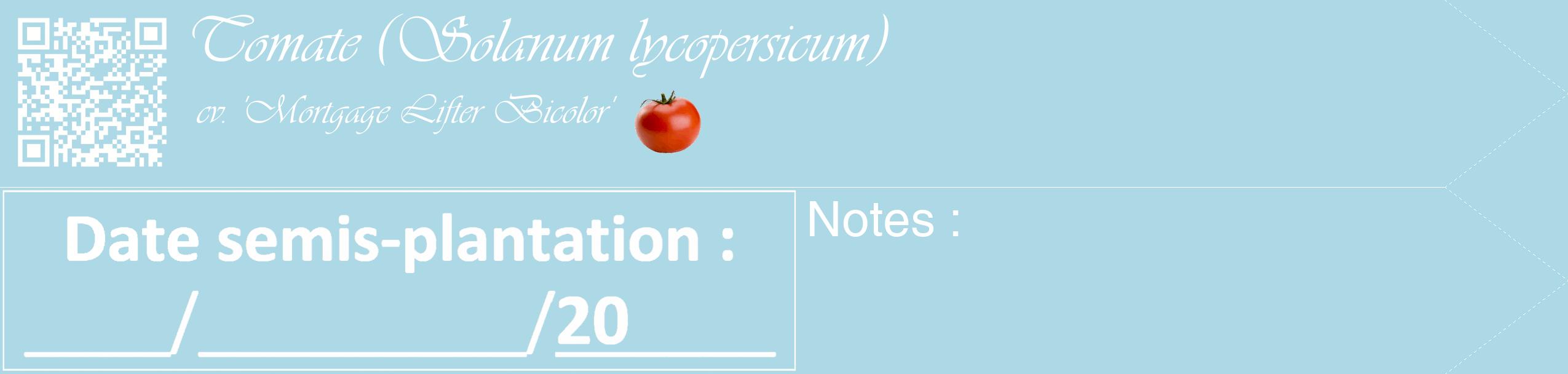 Étiquette de : Solanum lycopersicum cv. 'Mortgage Lifter Bicolor' - format c - style blanche0_simple_simpleviv avec qrcode et comestibilité simplifiée