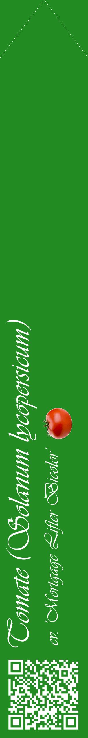 Étiquette de : Solanum lycopersicum cv. 'Mortgage Lifter Bicolor' - format c - style blanche10_simpleviv avec qrcode et comestibilité simplifiée
