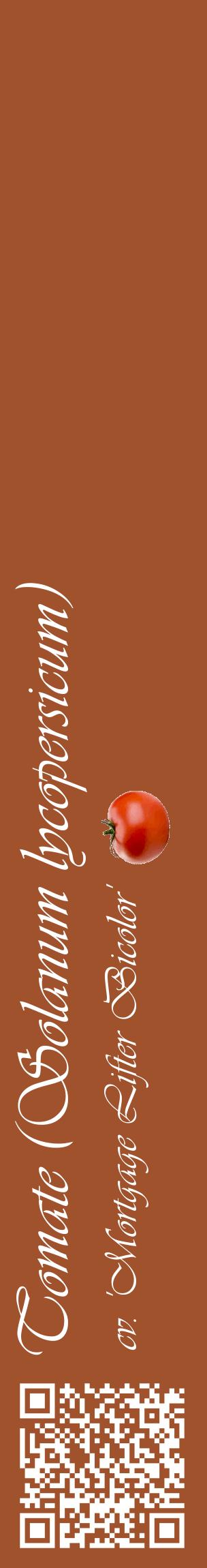 Étiquette de : Solanum lycopersicum cv. 'Mortgage Lifter Bicolor' - format c - style blanche32_basiqueviv avec qrcode et comestibilité simplifiée