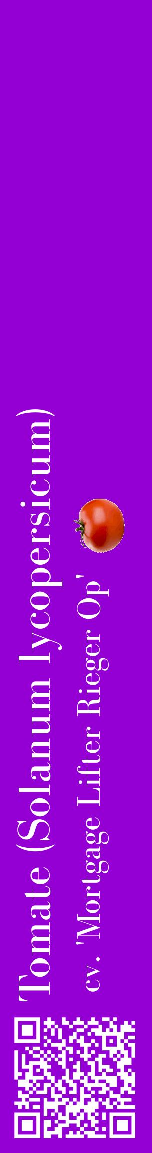 Étiquette de : Solanum lycopersicum cv. 'Mortgage Lifter Rieger Op' - format c - style blanche48_basiquebod avec qrcode et comestibilité simplifiée