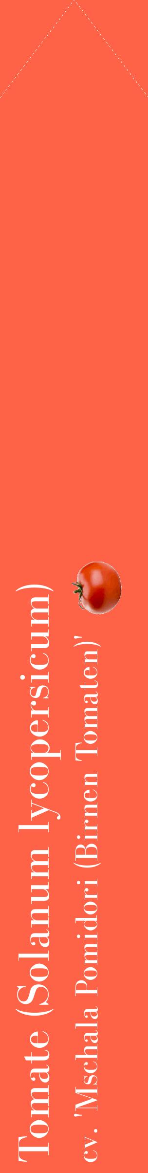 Étiquette de : Solanum lycopersicum cv. 'Mschala Pomidori (Birnen Tomaten)' - format c - style blanche25_simplebod avec comestibilité simplifiée