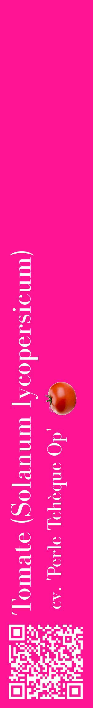 Étiquette de : Solanum lycopersicum cv. 'Perle Tchèque Op' - format c - style blanche43_basiquebod avec qrcode et comestibilité simplifiée