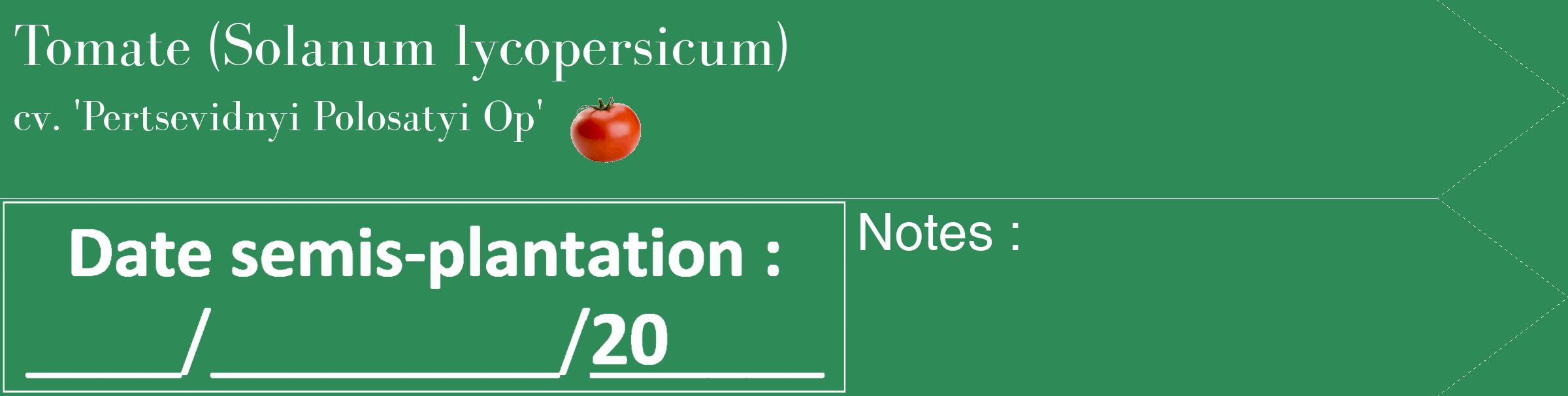 Étiquette de : Solanum lycopersicum cv. 'Pertsevidnyi Polosatyi Op' - format c - style blanche11_simple_simplebod avec comestibilité simplifiée