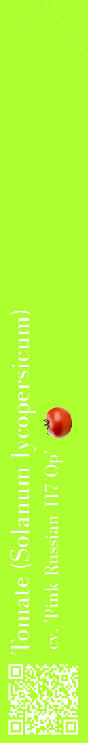 Étiquette de : Solanum lycopersicum cv. 'Pink Russian 117 Op' - format c - style blanche17_simplebod avec qrcode et comestibilité simplifiée