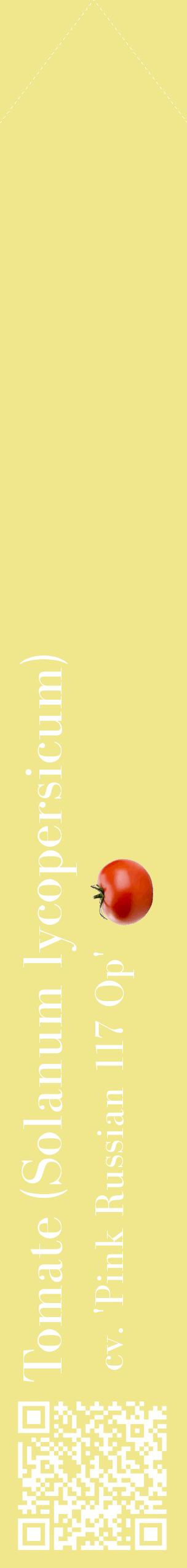 Étiquette de : Solanum lycopersicum cv. 'Pink Russian 117 Op' - format c - style blanche20_simplebod avec qrcode et comestibilité simplifiée