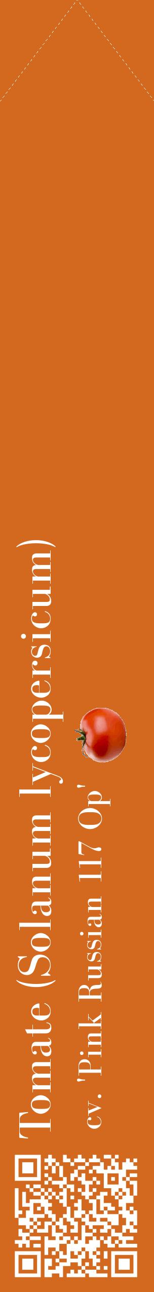 Étiquette de : Solanum lycopersicum cv. 'Pink Russian 117 Op' - format c - style blanche31_simplebod avec qrcode et comestibilité simplifiée