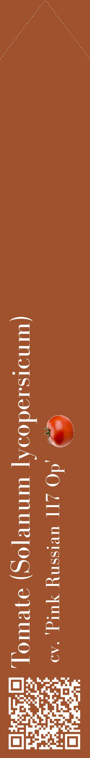 Étiquette de : Solanum lycopersicum cv. 'Pink Russian 117 Op' - format c - style blanche32_simplebod avec qrcode et comestibilité simplifiée