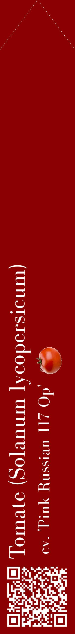 Étiquette de : Solanum lycopersicum cv. 'Pink Russian 117 Op' - format c - style blanche34_simplebod avec qrcode et comestibilité simplifiée