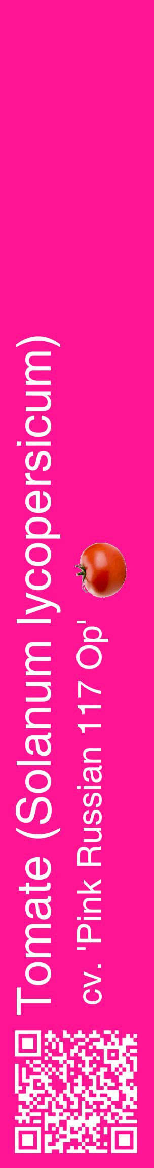 Étiquette de : Solanum lycopersicum cv. 'Pink Russian 117 Op' - format c - style blanche43_basiquehel avec qrcode et comestibilité simplifiée