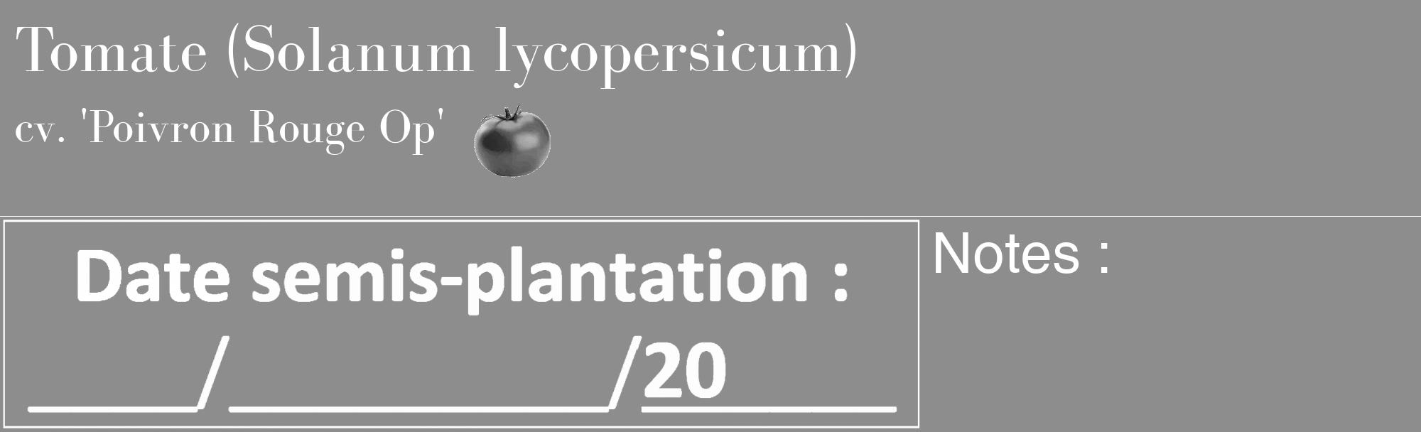 Étiquette de : Solanum lycopersicum cv. 'Poivron Rouge Op' - format c - style blanche2_basique_basiquebod avec comestibilité simplifiée