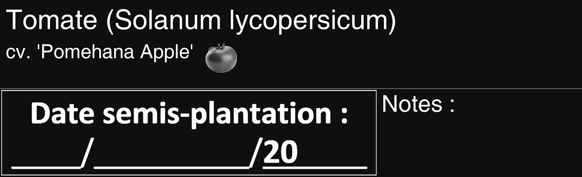 Étiquette de : Solanum lycopersicum cv. 'Pomehana Apple' - format c - style blanche7basique_basique_basiquehel avec comestibilité simplifiée