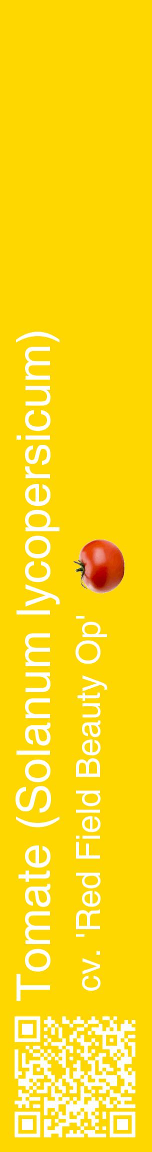 Étiquette de : Solanum lycopersicum cv. 'Red Field Beauty Op' - format c - style blanche21_basiquehel avec qrcode et comestibilité simplifiée