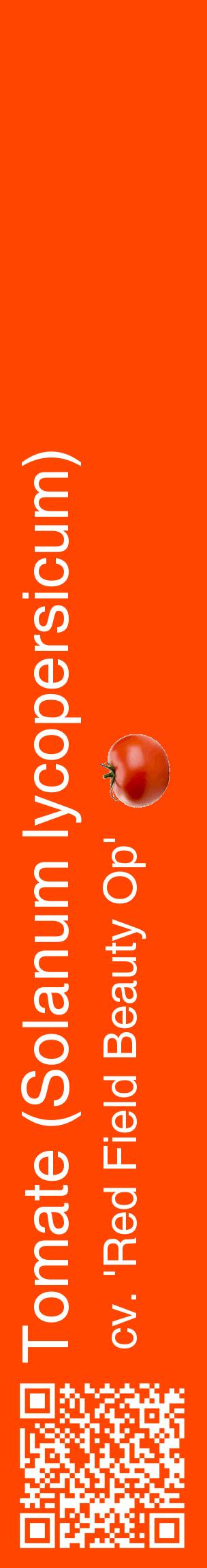 Étiquette de : Solanum lycopersicum cv. 'Red Field Beauty Op' - format c - style blanche26_basiquehel avec qrcode et comestibilité simplifiée