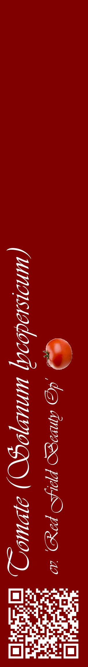 Étiquette de : Solanum lycopersicum cv. 'Red Field Beauty Op' - format c - style blanche29_basiqueviv avec qrcode et comestibilité simplifiée