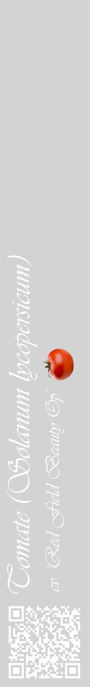 Étiquette de : Solanum lycopersicum cv. 'Red Field Beauty Op' - format c - style blanche56_basiqueviv avec qrcode et comestibilité simplifiée