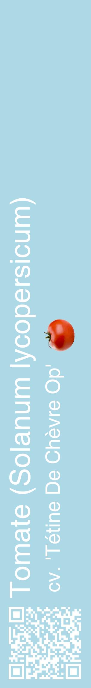 Étiquette de : Solanum lycopersicum cv. 'Tétine De Chèvre Op' - format c - style blanche0_basiquehel avec qrcode et comestibilité simplifiée