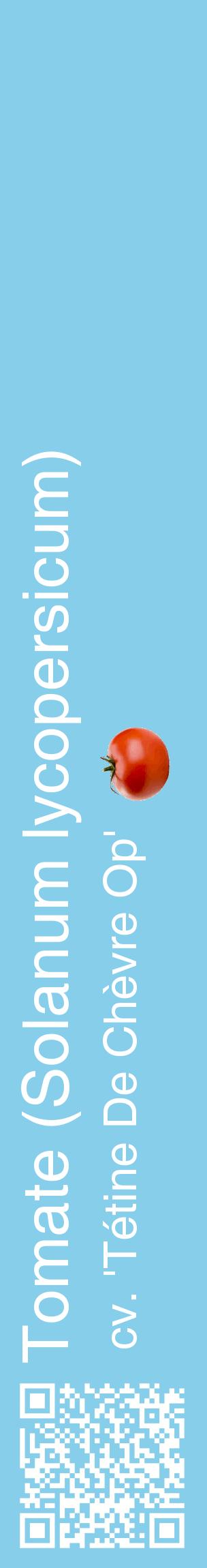 Étiquette de : Solanum lycopersicum cv. 'Tétine De Chèvre Op' - format c - style blanche1_basiquehel avec qrcode et comestibilité simplifiée