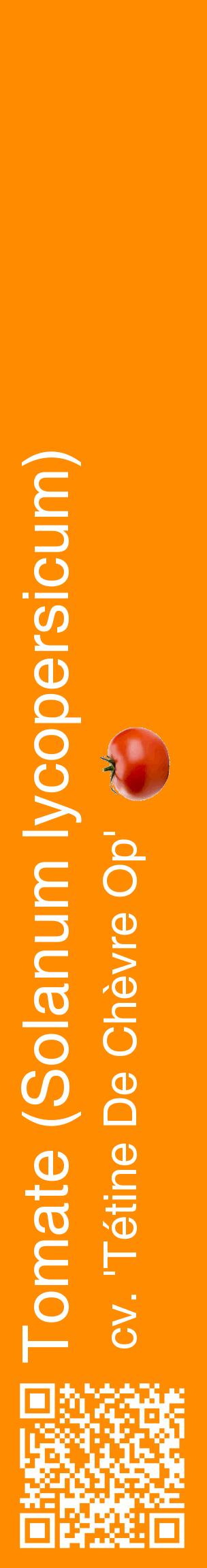 Étiquette de : Solanum lycopersicum cv. 'Tétine De Chèvre Op' - format c - style blanche23_basiquehel avec qrcode et comestibilité simplifiée