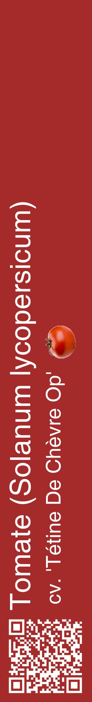 Étiquette de : Solanum lycopersicum cv. 'Tétine De Chèvre Op' - format c - style blanche33_basiquehel avec qrcode et comestibilité simplifiée