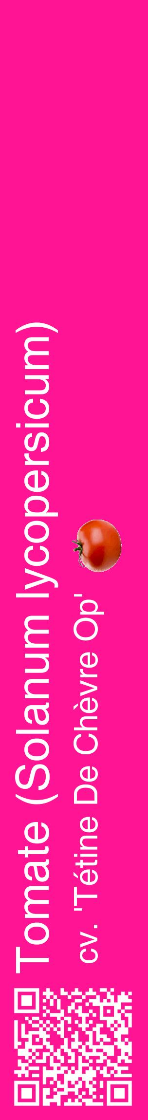 Étiquette de : Solanum lycopersicum cv. 'Tétine De Chèvre Op' - format c - style blanche43_basiquehel avec qrcode et comestibilité simplifiée