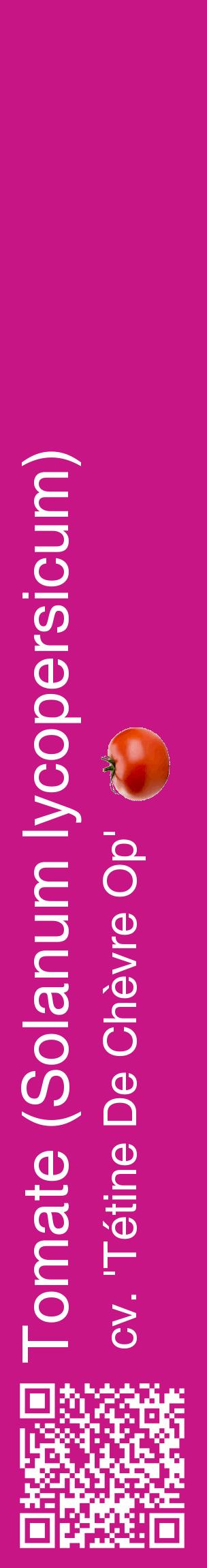 Étiquette de : Solanum lycopersicum cv. 'Tétine De Chèvre Op' - format c - style blanche45_basiquehel avec qrcode et comestibilité simplifiée