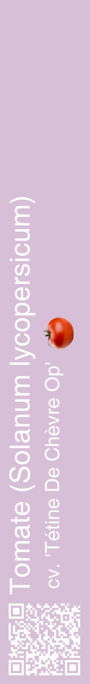 Étiquette de : Solanum lycopersicum cv. 'Tétine De Chèvre Op' - format c - style blanche54_basiquehel avec qrcode et comestibilité simplifiée