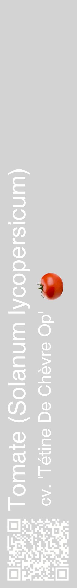 Étiquette de : Solanum lycopersicum cv. 'Tétine De Chèvre Op' - format c - style blanche56_basiquehel avec qrcode et comestibilité simplifiée