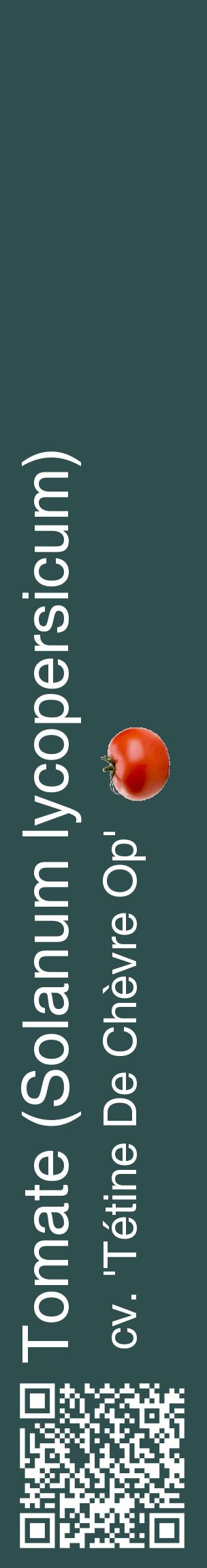 Étiquette de : Solanum lycopersicum cv. 'Tétine De Chèvre Op' - format c - style blanche58_basiquehel avec qrcode et comestibilité simplifiée