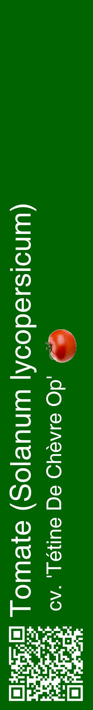 Étiquette de : Solanum lycopersicum cv. 'Tétine De Chèvre Op' - format c - style blanche8_basiquehel avec qrcode et comestibilité simplifiée