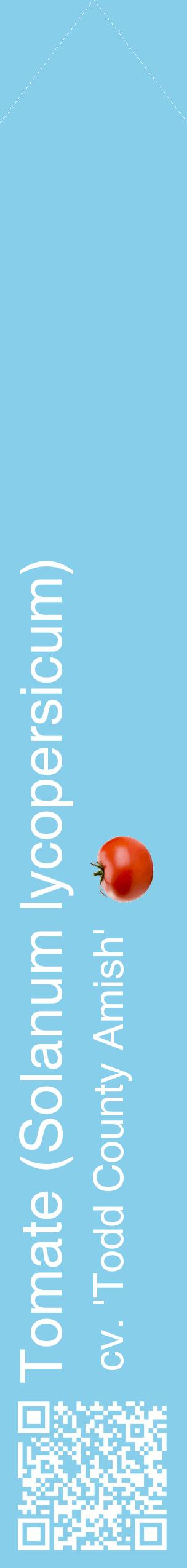 Étiquette de : Solanum lycopersicum cv. 'Todd County Amish' - format c - style blanche1_simplehel avec qrcode et comestibilité simplifiée