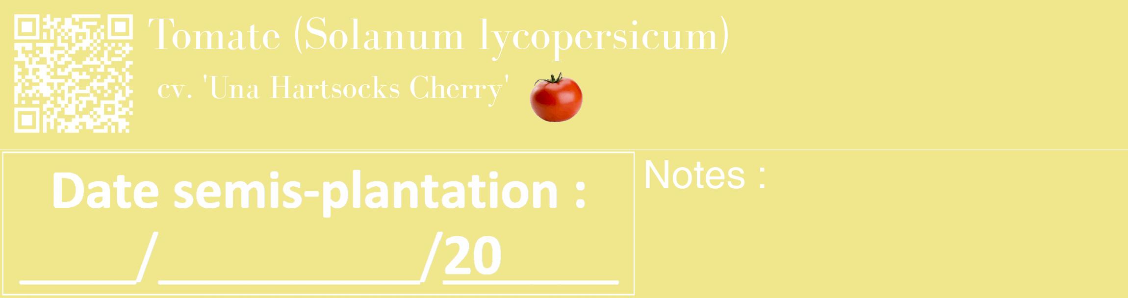 Étiquette de : Solanum lycopersicum cv. 'Una Hartsocks Cherry' - format c - style blanche20_basique_basiquebod avec qrcode et comestibilité simplifiée