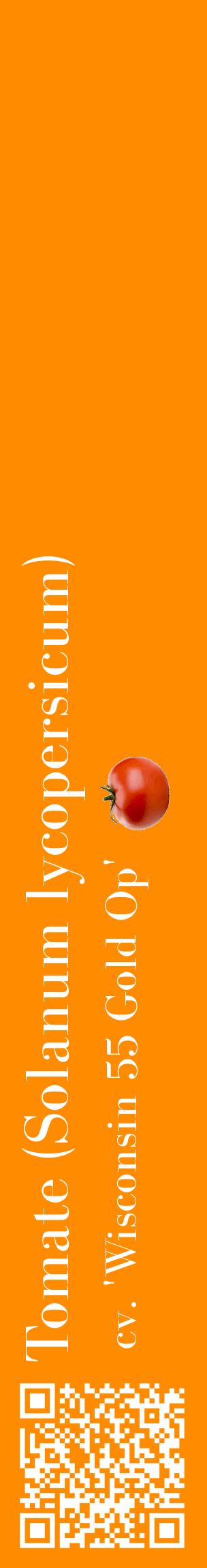 Étiquette de : Solanum lycopersicum cv. 'Wisconsin 55 Gold Op' - format c - style blanche23_basiquebod avec qrcode et comestibilité simplifiée