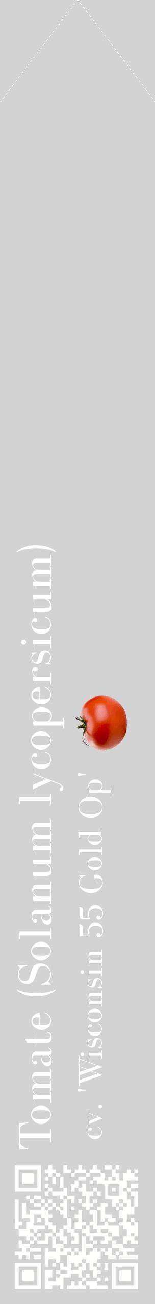 Étiquette de : Solanum lycopersicum cv. 'Wisconsin 55 Gold Op' - format c - style blanche56_simplebod avec qrcode et comestibilité simplifiée