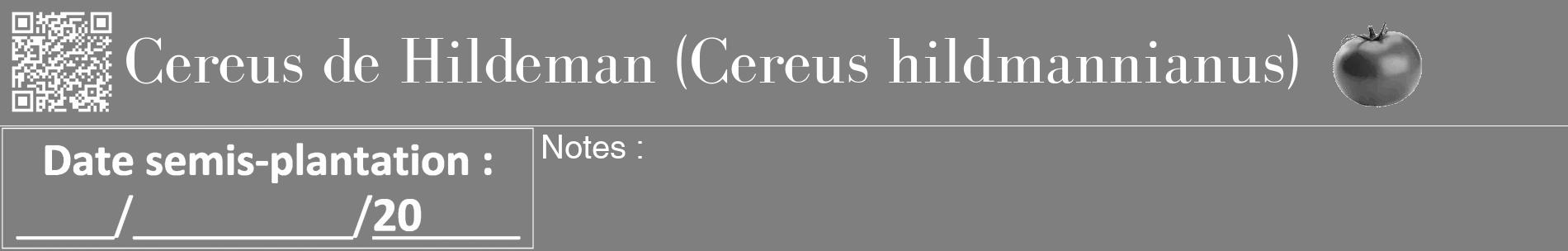 Étiquette de : Cereus hildmannianus - format a - style blanche57basiquebod avec qrcode et comestibilité simplifiée