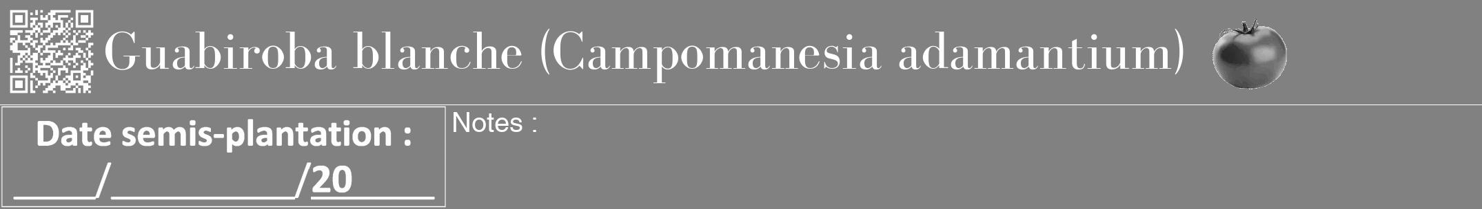 Étiquette de : Campomanesia adamantium - format a - style blanche50bod avec qrcode et comestibilité simplifiée